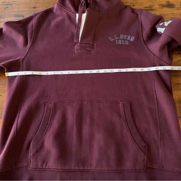 LL Bean 1912 Womens Pullover Hooded Sweatshirt Wine Sz M - Picture 7 of 10